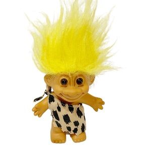 Vintage‎ Russ Yellow Hair Leopard Toga Rubber Troll Doll